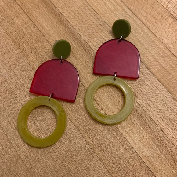Geometric tri-tone statement earrings - Picture 1 of 3